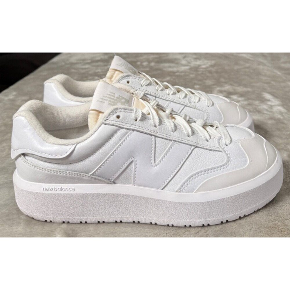 New Balance CT302 Triple White Platform Sneakers Womens Size 8.5 Mens 7 CT302LA